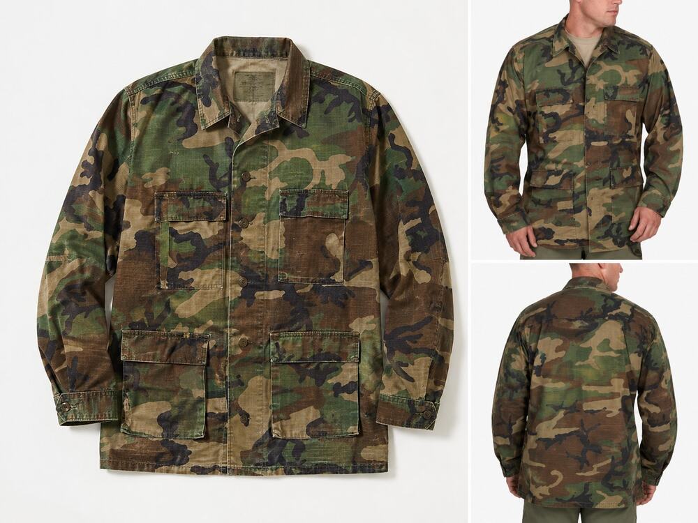 1991 US Military Woodland Camo BDU Hot Weather Combat Coat Jacket Vintage